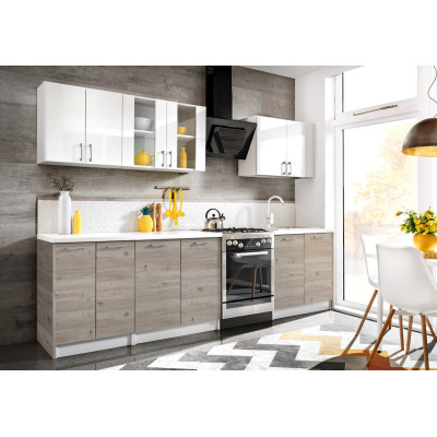 Kuchnia ecoModel - Zestaw 2,8 m Biały Połysk/Dąb Nelson
