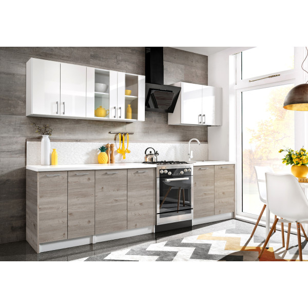 Kuchnia ecoModel - Zestaw 2,8 m Biały Połysk/Dąb Nelson